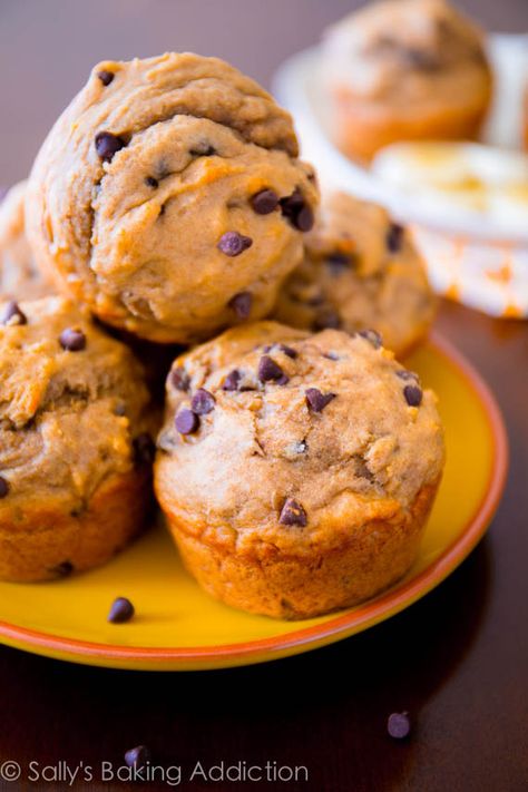 Skinny Peanut Butter Banana Muffins....packed with flavor, whole wheat, and sweetened with honey Pb2 Recipes, Mini Chocolate Chip Muffins, Sallys Baking, Peanut Butter Banana Muffins, Sally's Baking, S'mores, Chocolate Chip Muffins, Peanut Butter Banana, Banana Muffins