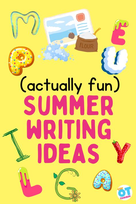 This list of summer handwriting practice ideas is great if you have a kiddo that has been working on handwriting goals ALL school year, only to go the whole summer without picking up a pencil (or crayon, marker, etc…). Try some of these *actually fun* summer writing activities that keep kids moving toward visual motor, fine motor, and sensory motor handwriting goals. Fun Ways To Practice Handwriting, Summer Writing Activities For Kids, Fun Writing Activities For Kids, Writing Practice Activities, Summer Writing Activity, Pre-k Writing, Montessori Shelves, Fun Writing Activities, Sensory Motor