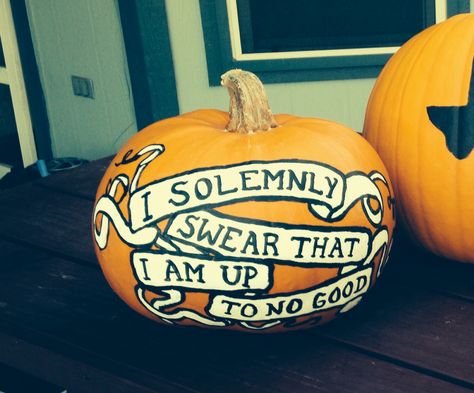 Harry Potter painted pumpkin "I solemnly swear that I am up to no good" Painted Pumpkin Ideas Harry Potter, Painted Pumpkins Harry Potter, Harry Potter Pumpkin Painting Ideas, Pumpkin Painting Harry Potter, Harry Potter Painted Pumpkin, Pumpkin Painting Ideas Harry Potter, Harry Potter Pumpkin Ideas, Painting Ideas Harry Potter, Harry Potter Pumpkin Painting