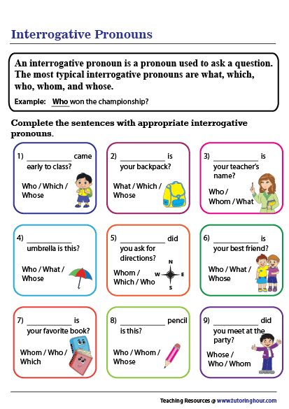 Interrogative Pronouns in Sentences Interrogative Pronouns Worksheet, Interrogative Sentences Worksheet, Types Of Pronouns, Middle School Grammar Worksheets, Interrogative Sentences, Speech Worksheets, Pronouns Worksheet, Interrogative Pronouns, Pronoun Activities