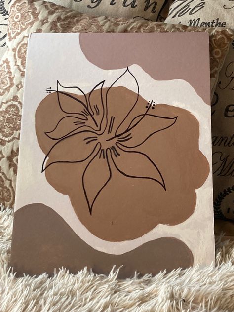 Brown Boho Painting, Cute Painting Ideas Aesthetic Easy Flower, Brown Wall Art Aesthetic, Aesthetic Beige Painting, Painting Ideas On Canvas Aesthetic Brown, Beige Art Aesthetic Painting, Brown Aesthetic Painting Easy, Hobo Painting Ideas, Athstetic Painting