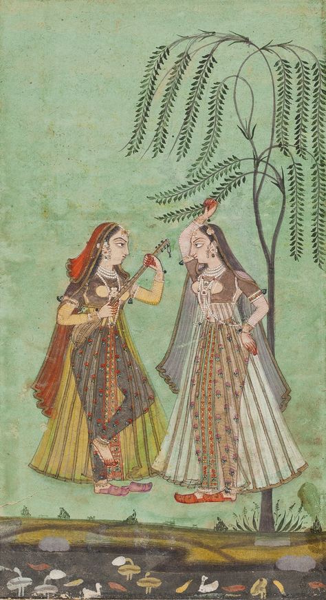 an illustration to a ragamala ||| figurative ||| sotheby's n09478lot7th2gen Kama Ayurveda, Mughal Miniature Paintings, Indian Miniature, Mughal Art Paintings, Southeast Asian Arts, Mughal Art, Mughal Paintings, Miniature Paintings, Pichwai Paintings