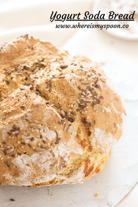 Learn how to make yogurt soda bread, a delicious Irish bread using just a few ingredients, and ready in about 40 minutes. #whereismyspoon #yogurtsodabread #irishsodabread #sodabreadrecipe #sodabread #sodabreadwithyogurt #nobuttermilksodabread Irish Bread, Soda Bread Recipe, Baked Breads, Irish Soda Bread Recipe, Flat Breads, Greek Yogurt Recipes, Irish Soda, Biscuit Bake, Deli Meats