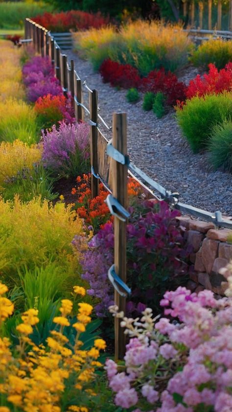 15 Creative Fence Line Landscaping Ideas to Upgrade Your Outdoor Space - Inspire Inlet Fence Line Landscaping Ideas, Fence Line Landscaping, Creative Fence, Florida Gardens, Landscaping Along Fence, Deck Fire Pit, Narrow Garden, Front Fence, Front Landscaping