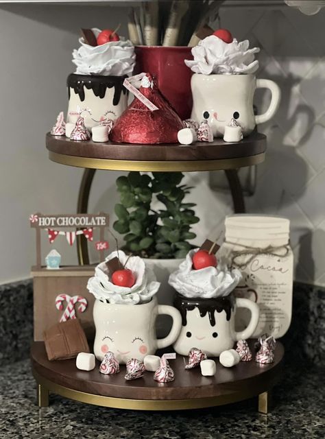 Hot Cocoa Tray, Dry Clay, Air Dry Clay, Tiered Tray Decor, Hot Cocoa, Tiered Tray, Whipped Cream, Tray Decor, Air Dry