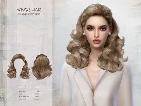 The Sims Resource - WINGS-TO1218-90s style curly hair Sims 4 Curly Hair, Style Curly Hair, Die Sims 4, 90s Hair, Pelo Sims, Sims 4 Game Mods, Sims 4 Gameplay, Sims 4 Dresses, Sims 4 Characters