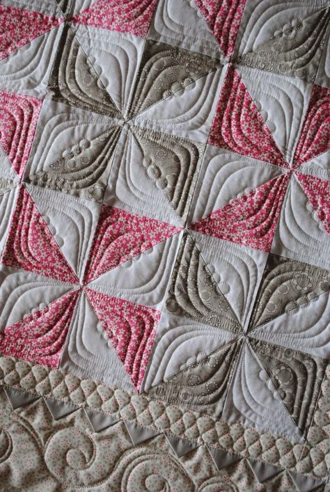 Hst Quilting Designs, Longarm Free Motion Quilting Designs, Quilting Motifs For Squares, Geometric Quilting Designs, Quilting Designs For Squares, Freemotion Quilting Designs, Block Quilting Designs, Pinwheel Blocks, Hanging Headboard