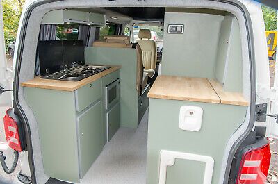 VW T6 T5 Transporter Campervan Conversion - Volkswagen Clee Camper Interior | eBay T4 Camper Interior Ideas, Camper Interior Ideas, Vw Transporter Conversions, Combi Vw T2, Vw Transporter Campervan, Vw Transporter Camper, Vw Conversions, Vw T5 Camper, Vw California T6