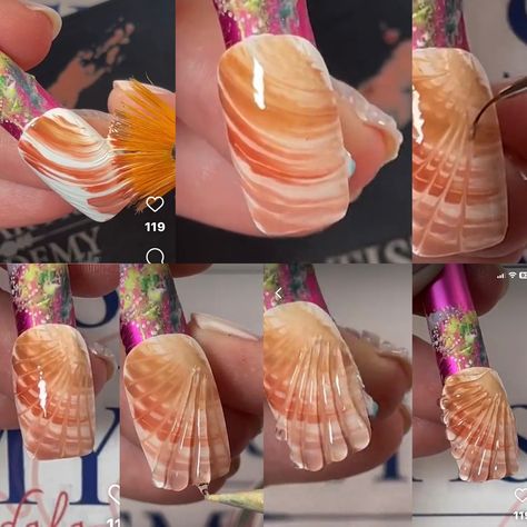 How To Do Shell Nails, Shell Thread Nails, 3d Nail Art Tutorial, Sand Nails, Swirl Nail Art, Manicure Nail Designs, Nail Designs Tutorial, Fancy Nails Designs, Beauty Nails Design