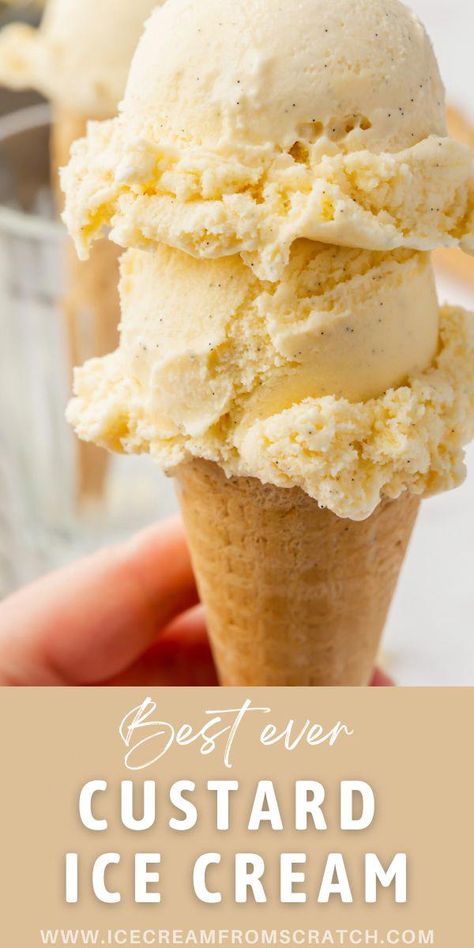 Recipe For Custard, Frozen Custard Recipes, Custard Ice Cream Recipe, Homemade Ice Cream Recipes Machine, I Lost 100 Pounds, Best Homemade Ice Cream, Ice Cream Recipes Machine, Cuisinart Ice Cream, Custard Ice Cream