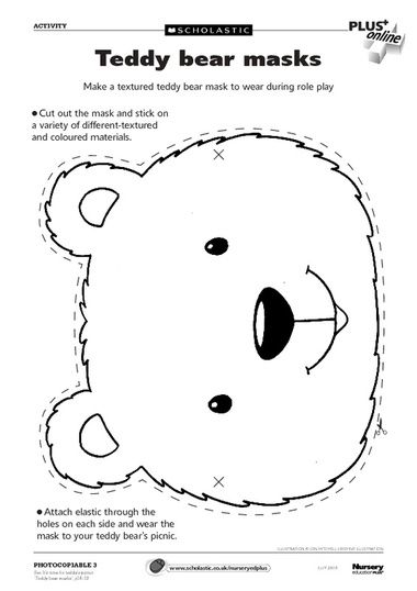 Bear Head Template Free Printable, Bear Mask Template, Teddy Bear Mask, Bear Masks, Polar Bear Party, Bears Preschool, Mask Templates, Teddy Bear Crafts, Teddy Bear Day