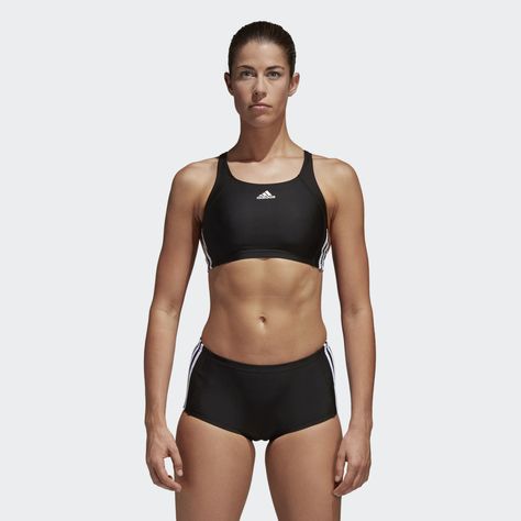 Built for the pool or the ocean, this women's bikini is designed with an athletic performance cut.  The two piece is made of chlorine-resistant INFINITEX® DRIVE fabric that's extra soft and comfortable. It features a Y-back top with sport-style bottoms and is finished with classic 3-Stripes. Sports Bra Swim Top, Adidas Swimwear, Swim Bra, Sport Bikinis, Womens Adidas, Mombasa, Sport Swimwear, Clothing Photography, Swimming Costume