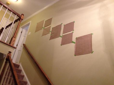 Hang art along a staircase wall...could work on any wall that you want to do a "gallery" of multiple pictures/frames. Stairwell Art, Stairway Pictures, Decorating Stairs, Stairway Photos, Pictures On Wall, Wall In Living Room, Staircase Gallery, Staircase Pictures, Wall Galleries