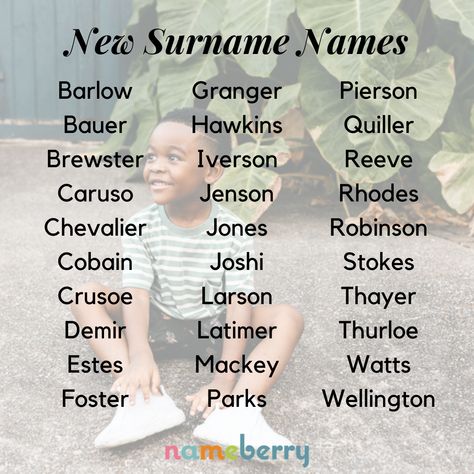 Welcome the new class of surname names — those beyond Mason and Jackson and Parker. These are some of our favorite newly-viable options — click through for more! #babynames #surnamenames #boynames #uniquenames Cool Surnames, Last Names Ideas, Surnames For Characters, Last Names For Boys, Last Names For Characters, Sims Names, Comics Sketch, Names For Boys List, Unique Boy Names