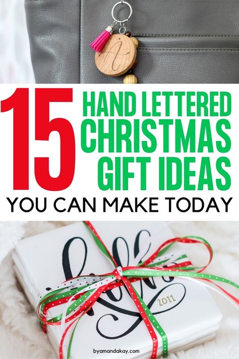 15 DIY Gift Ideas that you can make with your own hand lettering style. #giftideas #diy #handlettering #letteringstyles #calligraphy Lettering Gift Ideas, Calligraphy Crafts To Sell, Hand Lettered Gifts, Calligraphy Projects To Sell, Hand Lettering Projects, Calligraphy Projects Ideas, Holiday Hand Lettering, Christmas Hand Lettering Ideas, Calligraphy Gift Ideas