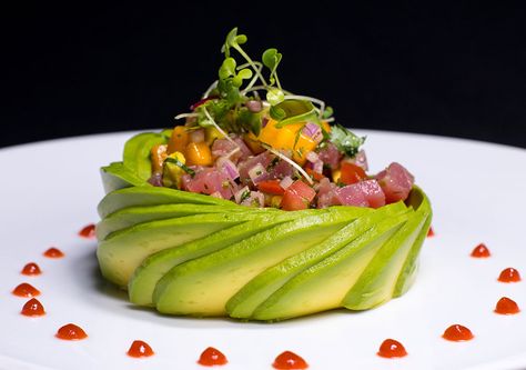 Mango Ceviche, Ceviche Recipe With Mango, Ceviche Recipe Tuna, Ceviche Fine Dining, Tuna Tartare Avocado Mango, Jing Y Jang, 5 Course Meal, Tuna Tataki, Tuna Ceviche