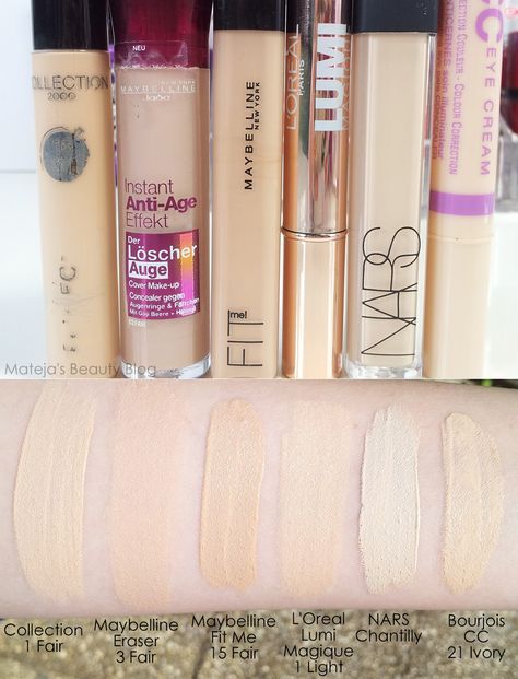 Mateja's Beauty Blog: Maybelline Fit Me Concealer 15 Fair Make Up Concealer, Concealer Maybelline, Fit Me Concealer, Maybelline Fit Me Concealer, Pinterest Makeup, Makeup Guide, Affordable Makeup, Makeup Concealer, Makeup Swatches