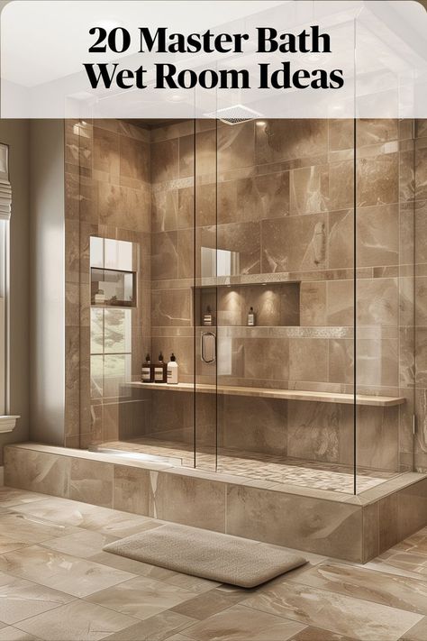 Incorporating a freestanding shower bench into your master bath wet room adds a touch of luxury and practicality, enhancing the comfort and functionality of your bathing experience. Master Bath With Wet Room, Master Bath Wet Room, Bath Wet Room, Wet Room Ideas, Master Bathrooms Luxury, Luxury Ideas, Bathrooms Luxury, Master Bathrooms, Wet Room