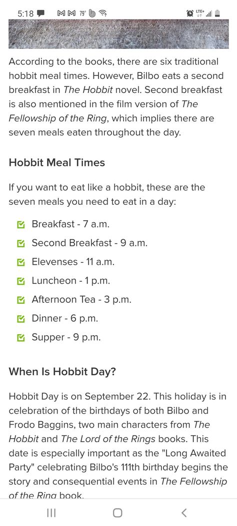 Hobbit Food Schedule, Hobbit Meal Schedule, Hobbit Meals, Food Schedule, Hobbit Food, Bean Chips, Meal Schedule, Second Breakfast, Fellowship Of The Ring