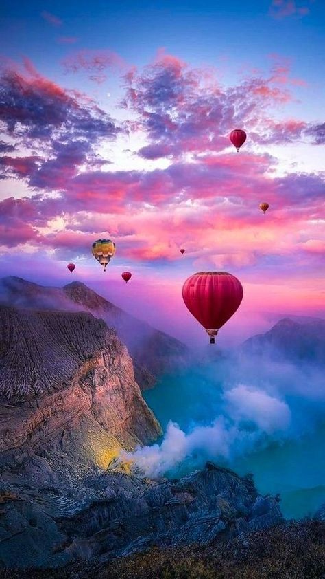 ♔ Les Belles Montgolfières - Hot Air Balloons Hot Air Balloons Photography, Balloons Photography, Beautiful Summer Wallpaper, Balloon Painting, Beautiful Scenery Pictures, Hot Air Balloons, Nature Art Painting, Balloon Art, Air Balloons