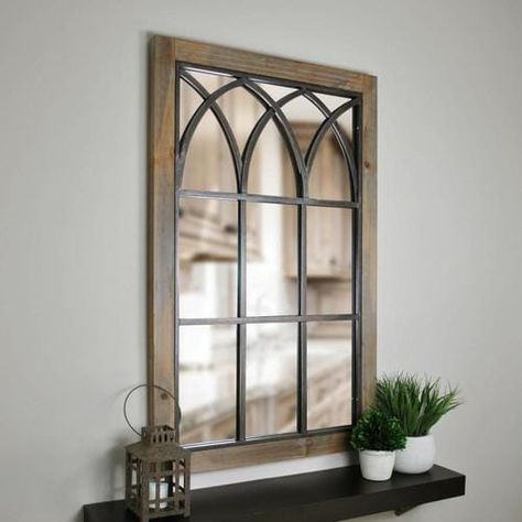 Arched Window Mirror, Farmhouse Windows, Arch Mirror, Tuscan Decorating, Window Mirror, Arched Windows, Framed Mirror Wall, Window Frame, Wall Mounted Mirror