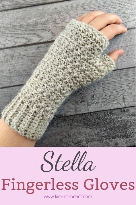 Crochet Fingerless Gloves With Finger Holes, Crochet Pattern Hand Warmers, Cute Crochet Fingerless Gloves, Crochet Mittens Free Pattern Women, Dk Yarn Crochet Patterns, Wrist Warmers Crochet Pattern Free, Glove Ideas, Crochet Glove, Crocheting Tutorials