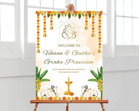 Indian House Warming, Housewarming Invitation, Traditional Decoration, Simple Decorations, Floral Minimalist, House Warming Ceremony, Invitation Frames, Indian House, Marriage Cards