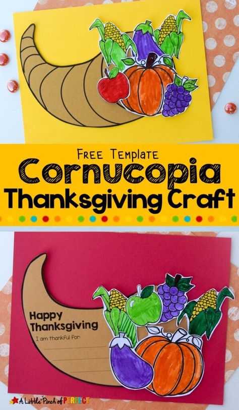 Kids can decorate their own cornucopia this Thanksgiving with our free craft template that comes in a craft style, writing activity, or coloring page version. #thanksgiving #kidscraft #kidsactivity #craft Cornacopia Craft, Cornicopia Crafts, Cornucopia Craft, Printable Thanksgiving Crafts, Thankful Crafts, Thanksgiving Crafts Preschool, Thanksgiving School, Thanksgiving Activities For Kids, Thanksgiving Projects