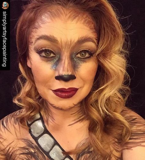 Chewbacca Makeup, Diy Chewbacca Costume, Bout Makeup, Work Costumes, Chewbacca Costume, Star Wars Makeup, Skin Wars, Star Wars Halloween Costumes, Werewolf Girl