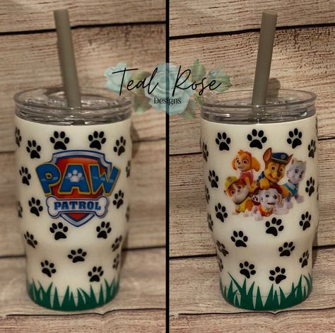 Paw Patrol Cup, Paw Patrol Tumbler Cup, Paw Patrol Tumbler, Kids Tumbler Ideas, Paw Patrol Cups, Personalized Kids Cups, Kids Tumblr, Tumblr Cup, Tumbler Cups Personalized