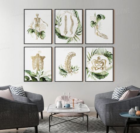 Chiropractic Wall Art Chiro Clinic Decor Spine Human Anatomy - Etsy Australia Chiropractic Office Aesthetic, Chiropractic Office Decor, Psychology Office Decor, Chiropractic Art, Chiropractic Office Design, Psychology Office, Skeleton Poster, Poster Medical, Waiting Room Design