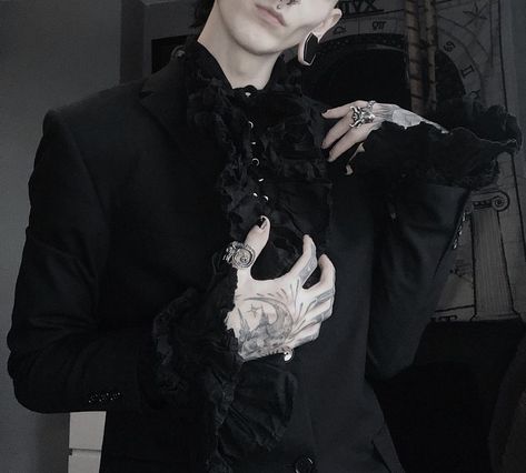 Goth Chest Tattoo Men, Vampire Goth Outfits Men, Romantic Goth Outfits Men, Romantic Goth Male, Romantic Goth Men, Victorian Goth Men, Trad Goth Outfits Men, Actual Goth, Goth Outfits Men