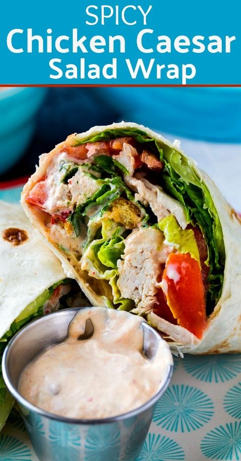 Southwestern Chicken Wrap, Spicy Lunch, Chicken Herbs, Spicy Chicken Wrap, Chicken Caesar Salad Wraps, Caesar Salad Wrap, Homemade Caesar, Chicken Caesar Wrap, Spicy Southern Kitchen