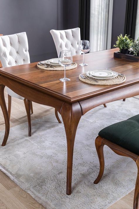 Daining Tebel Wooden, Contemporary Dinner Room, Wooden Dining Table Modern, Dining Room Glam, Sofa Table Design, Wooden Dining Table Designs, Dining Table Design Modern, Wood Chair Design, Traditional Dining Tables