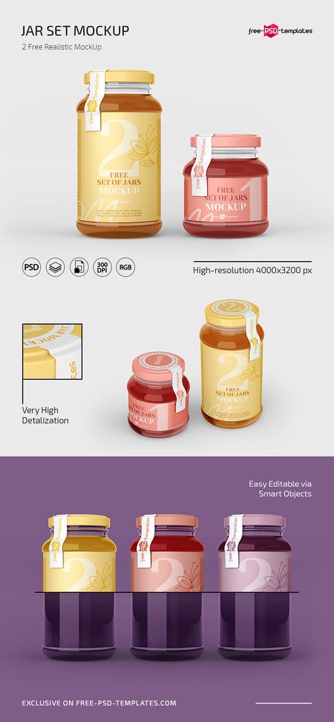 Jam Label, Free Packaging Mockup, Jar Mockup, Jar Packaging, Mockups Free, Text Logo Design, Pint Jars, Psd Template Free, Box Mockup