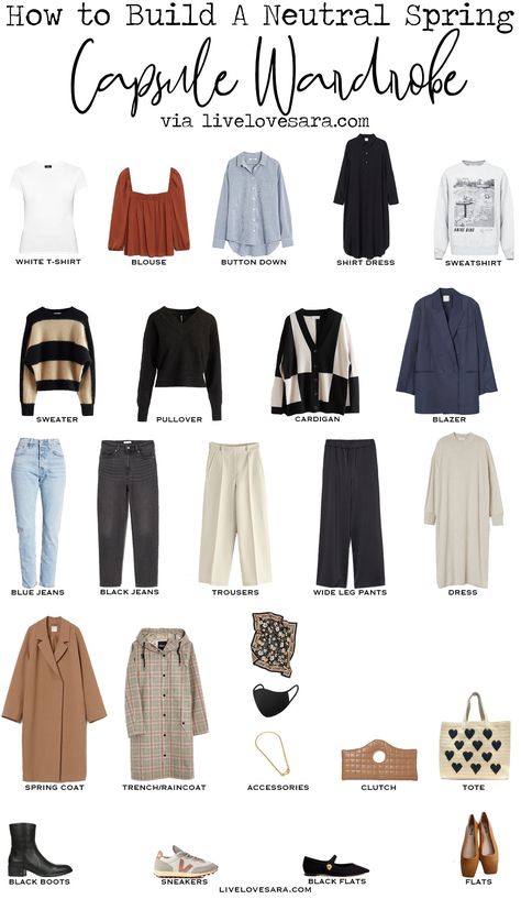 How to Build a Neutral Spring Capsule Wardrobe - livelovesara Ideas Armario, Simple Spring Outfits, Rectangle Body Shape, Brown Sweater Dress, Classic Capsule Wardrobe, Capsule Wardrobe Outfits, Travel Capsule, Spring Capsule, Spring Capsule Wardrobe