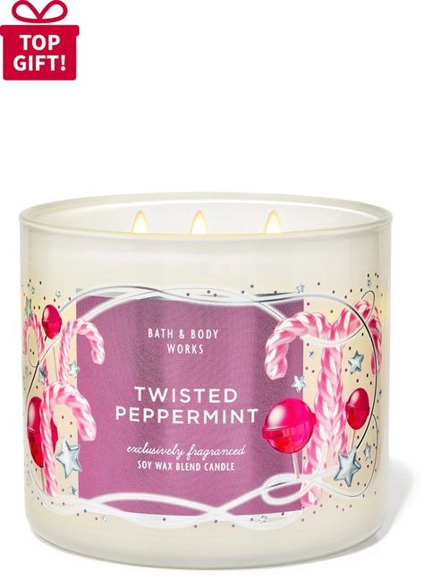 3-Wick Scented Candles - Bath & Body Works Peppermint Candle, Peppermint Candles, Twisted Peppermint, Bath & Body Works, Mens Body Wash, Peppermint Scent, Candle Brand, Lip Gloss Balm, Minty Fresh