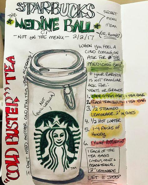 Starbucks Just Added Their Secret 'Medicine Ball' Drink to the Official Menu | SELF Starbucks Medicine Ball Recipe, Medicine Ball Tea, Mint Drink, Starbucks Secret Menu Drinks, Starbucks Secret Menu, Starbucks Drinks Recipes, Secret Menu, Medicine Ball, Starbucks Recipes