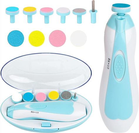 Baby Nail Trimmer Electric, Safe Baby Nail File with Light and 6 Grinding Pads for Newborn Toddler Toes and Fingernails,Baby Nail Trimmer Infant Nail File Electric (Blue) Kids Manicure, Baby Nail Trimmer, Baby Nail File, Baby Nail Clippers, Sharp Claws, Nail Trimmer, Electric Nail File, Baby Nails, Nail Bed