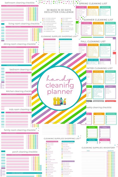 Organize all of your home cleaning tasks with this FREE Printable Cleaning Planner. Includes daily, weekly and monthly cleaning schedules and checklists, checklists by rooms, seasonal cleaning lists, cleaner shopping lists, and a 30 day declutter challenge! Just download, print and get cleaning! Clean House Aesthetic, Cleaning Calendar Printable, Summer Cleaning Checklist, Cleaning List Printable, House Cleaning Checklist Printable, Weekly Cleaning Schedule Printable, 30 Day Declutter Challenge, Cleaning Checklist Printable Free, Bedroom Cleaning Checklist