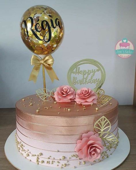 50th Birthday Cake For Women, Birthday Cake For Women Simple, Birthday Cake Roses, Rose Gold Cake, 13 Birthday Cake, Special Birthday Cakes, Elegant Birthday Cakes, Birthday Cakes For Women, 50th Birthday Cake