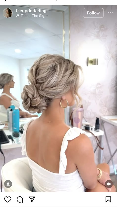 Very Loose Updo, Hair Updos For Bride, All Up Wedding Hair, Prom Hairstyles For Thinner Hair Up, All Up Wedding Hair Up Dos, Medium Length Bridal Hair Updo, Wedding Hairstyles Updo Messy Boho Low Buns Bridesmaid Hair, Formal Updos For Thinning Hair, Bride Hairstyles Blonde Updo