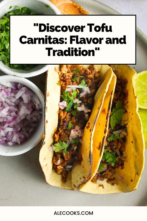 When you try these tofu carnitas (  you won’t believe how delicious they are. The tofu texture is incredible with the combination of Mexican flavors, and when you make the taco, you are truly transported to the best taqueria in Mexico. Tofu Carnitas, Shredded Tofu Recipe, Mexican Carnitas, Vegan Dishes Easy, Shredded Tofu, Mexican Salsa Recipes, Tofu Tacos, Mexican Flavors, Carnitas Tacos