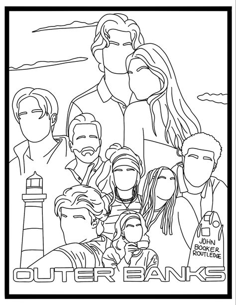 Netflix Coloring Pages, Tsitp Coloring Pages, Outerbanks Coloring Pages, Drawing Ideas Outer Banks, Easy Outer Banks Drawings, Obx Draw Ideas, Obx Outer Banks Drawings, Outer Banks Coloring Pages, Outer Banks Colors