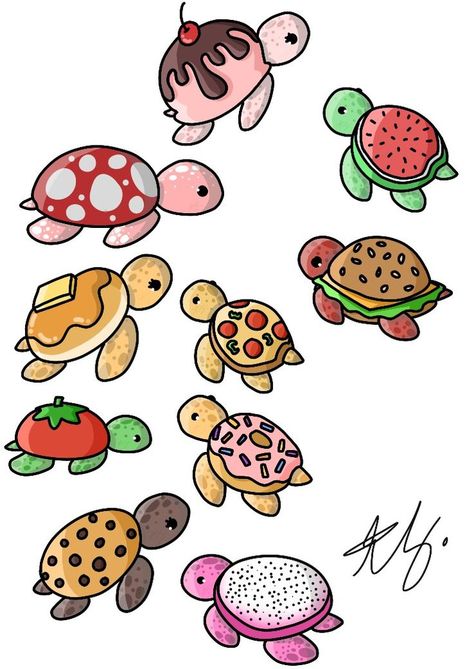 Cute Turtle Drawings, Traditional Tattoo Designs, Turtle Drawing, Cute Easy Doodles, Cute Animal Drawings Kawaii, Easy Doodles Drawings, Cute Doodles Drawings, Cute Kawaii Drawings, Cute Doodle Art