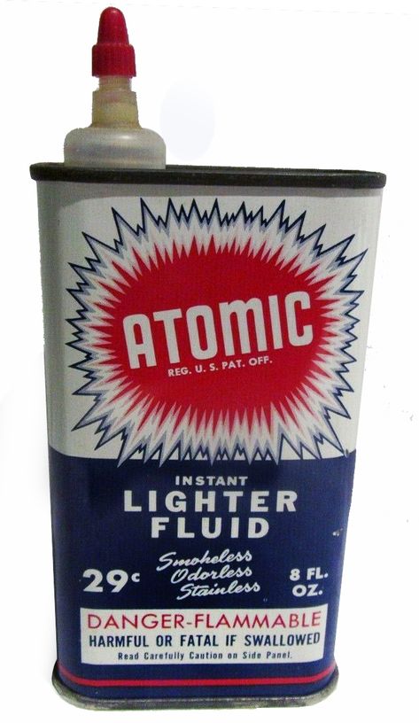 Camping Shop, Lighter Fluid, Atomic Age, Panel Siding, Hand Warmers, Atom, Flask, Tin