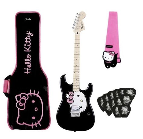 Hello Kitty Electric Guitar w/ Gig Bag, Strap and Picks by Fender Rare Set | eBay Unique Electric Guitar Designs, Cool Speakers, Scenecore Accessories, Hello Kitty Electric Guitar, Cute Guitars, Guitars For Kids, Hello Kitty Guitar, Electric Guitar Strap, Plastic Overlay