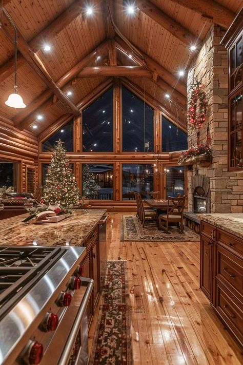 Rustic Lifestyle Aesthetic, Mountain Lake House Interior, Cabin Style Homes Interior, Log Cabin Homes Interior Kitchen, Log Cabin Homes Interior, Log Cabin Interiors, Cabin Homes Interior, Wooden House Design, Log Home Interiors