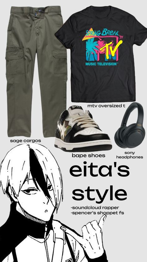 #eita #bluelock #style #outfitinspo Anime Outfits Men Casual, Anime Character Style Outfit, Blue Lock Shibuya Outfit, Ghibli Inspired Outfits Men, Anime Inspired Outfits Casual Men, Anime Inspired Outfits Men, Blue Lock Casual Clothes, Otoya Eita, Anime Fits