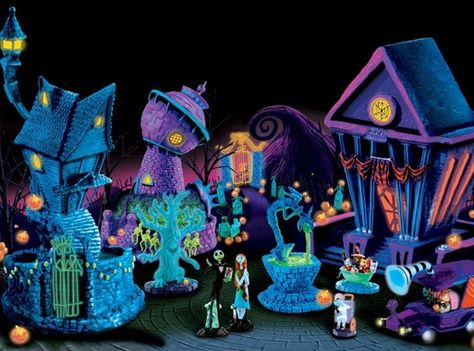 Nightmare Before Christmas Village, Jack N Sally, Nightmare Before Christmas Gifts, Scary Christmas, Hawthorne Village, Nightmare Before Christmas Decorations, Christmas Village Sets, Tim Burton Art, Nightmare Before Christmas Halloween